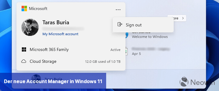 Der neue Account Manager in Windows 11