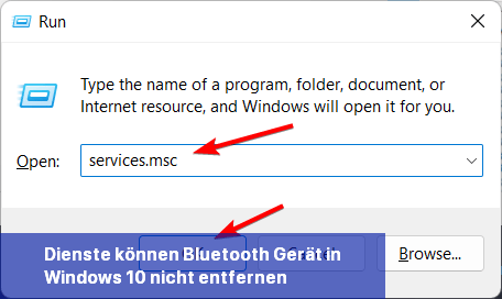 Dienste können Bluetooth-Gerät in Windows 10 nicht entfernen