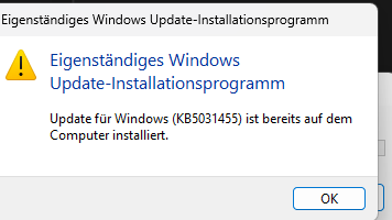 2023-10 Kumulatives Update für Windows 11 Version 22H2 für x64-basierte Systeme (KB5031455) Installationsfehler – 0x800f0991