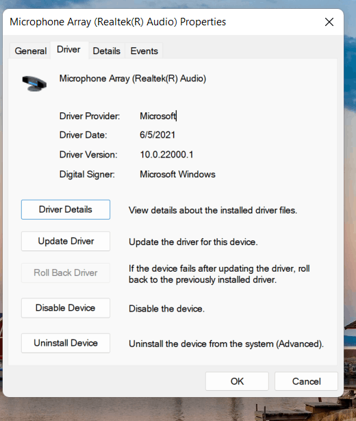 Microphone Array-Treiber wird in Windows 11 nicht aktualisiert, wodurch das Mikrofon geräuschlos wird