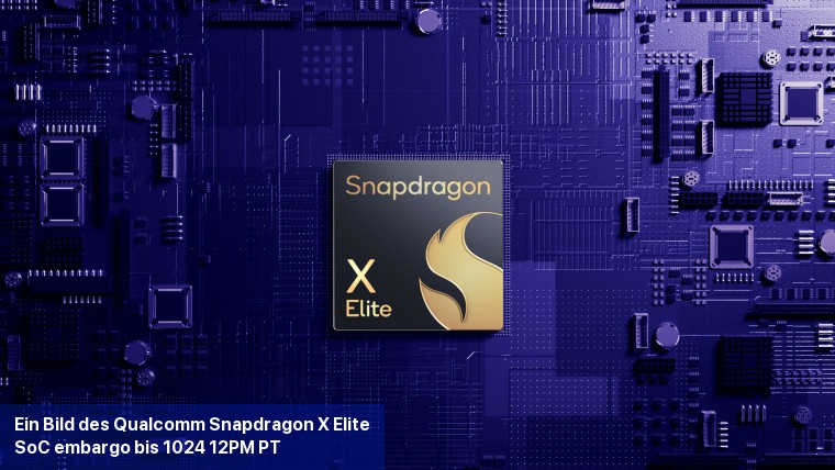 Ein Bild des Qualcomm Snapdragon X Elite SoC embargo bis 1024 12PM PT