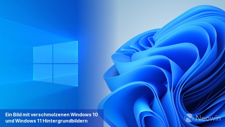 Ein Bild mit verschmolzenen Windows 10- und Windows 11-Hintergrundbildern