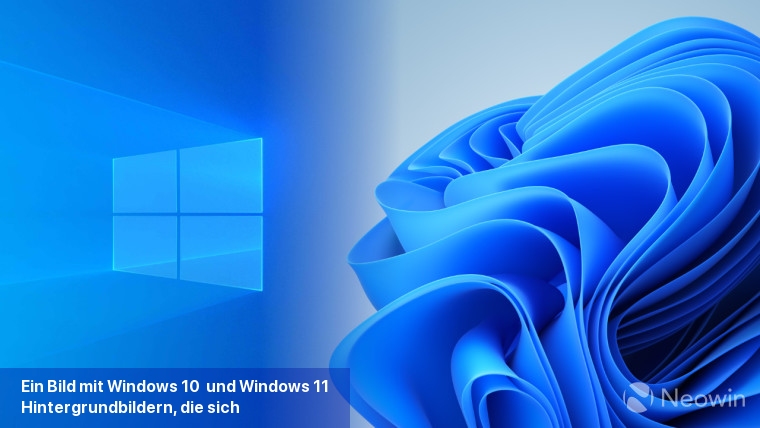 Ein Bild mit Windows 10- und Windows 11-Hintergrundbildern, die sich vermischen