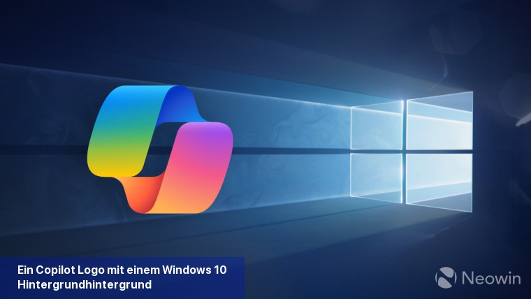 Ein Copilot-Logo mit einem Windows 10-Hintergrundhintergrund