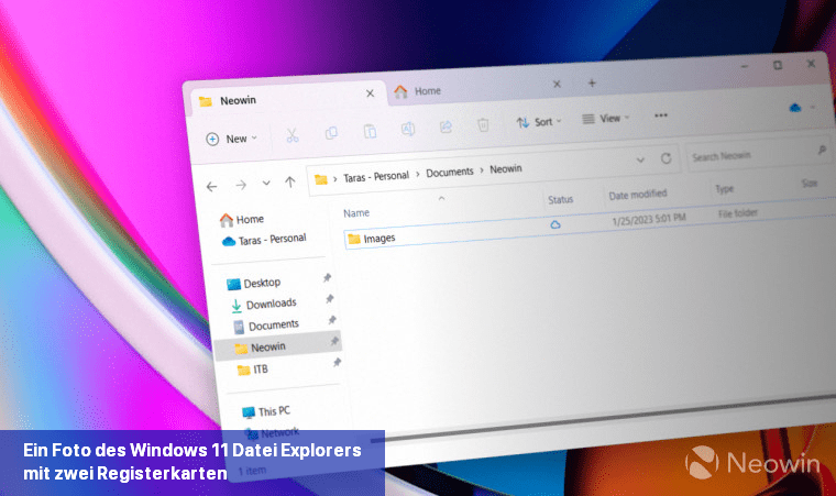 Ein Foto des Windows 11 Datei Explorers mit zwei Registerkarten