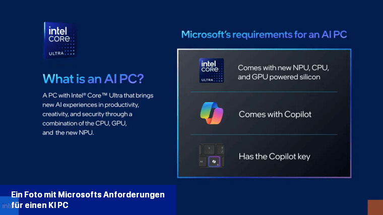 Ein Foto mit Microsofts Anforderungen für einen KI-PC