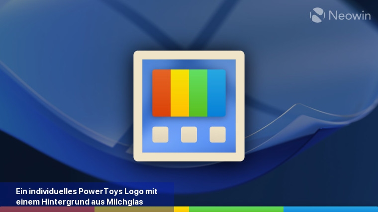 Ein individuelles PowerToys-Logo mit einem Hintergrund aus Milchglas