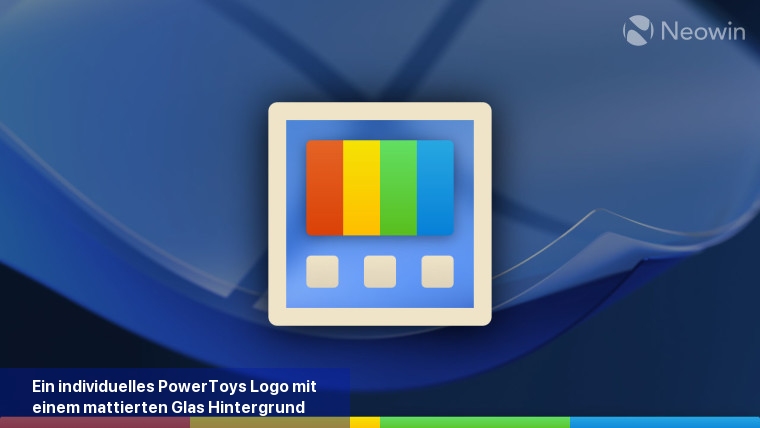 Ein individuelles PowerToys-Logo mit einem mattierten Glas-Hintergrund