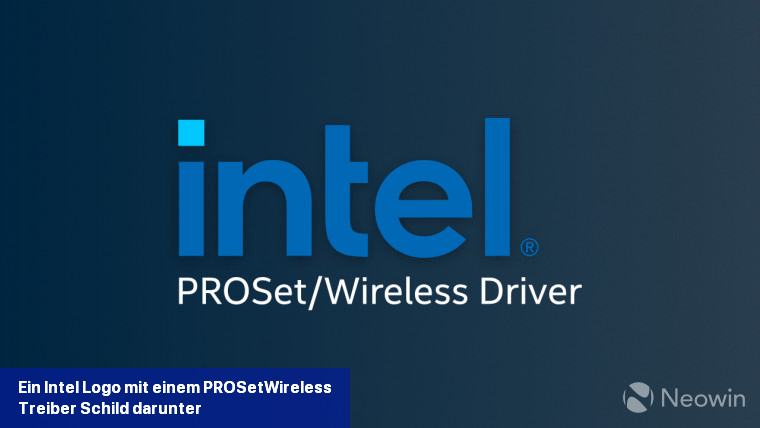 Ein Intel-Logo mit einem PROSetWireless-Treiber-Schild darunter