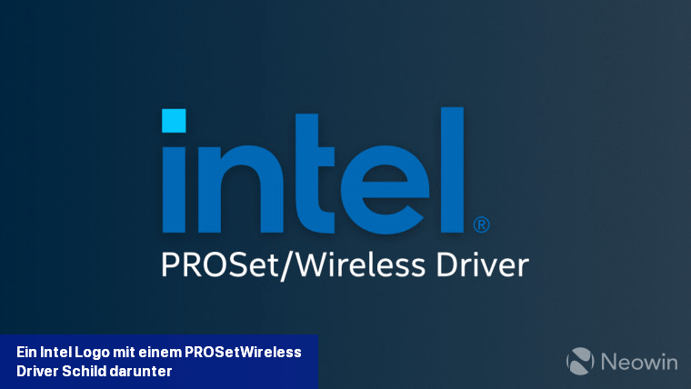 Ein Intel-Logo mit einem PROSetWireless Driver-Schild darunter