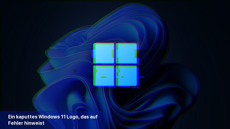 Ein kaputtes Windows 11 Logo, das auf Fehler hinweist