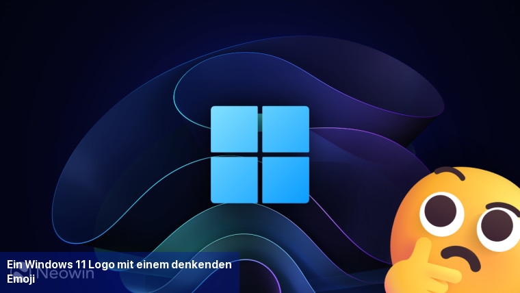 Ein Windows 11 Logo mit einem denkenden Emoji