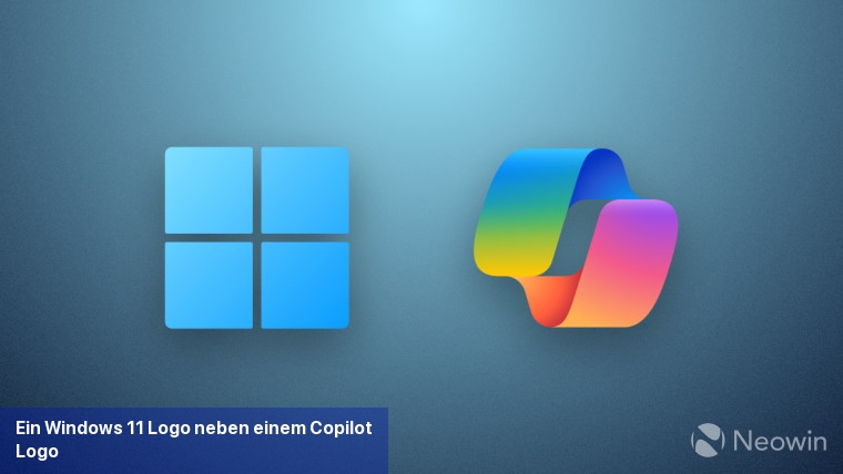 Ein Windows 11-Logo neben einem Copilot-Logo