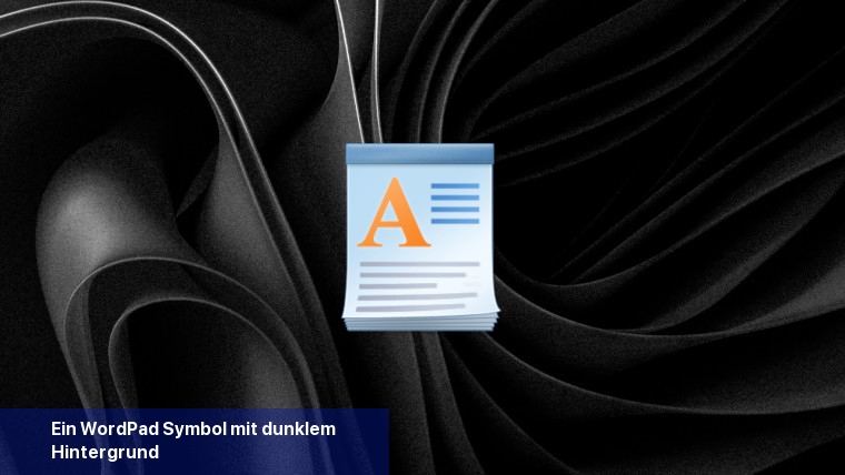 Ein WordPad-Symbol mit dunklem Hintergrund