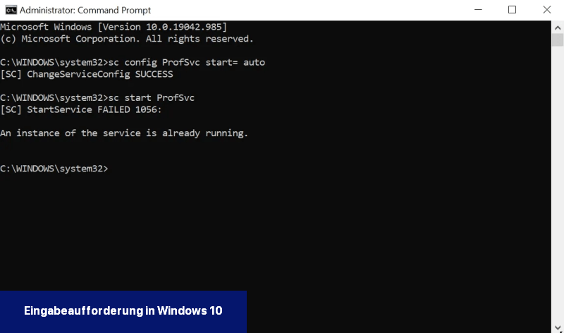 Eingabeaufforderung in Windows 10