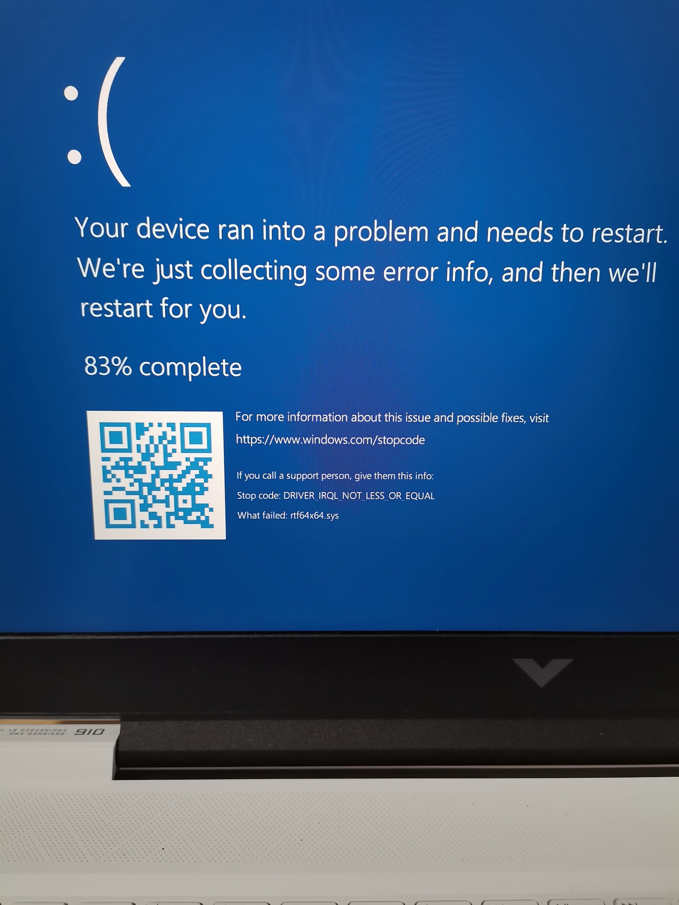 DRIVER_IRQL_NOT_LESS_OR_EQUAL BSOD verursacht durch rtf64x64.sys