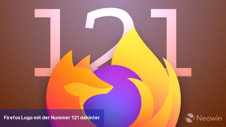 Firefox-Logo mit der Nummer 121 dahinter