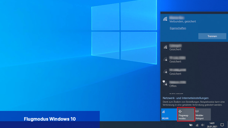 Flugmodus Windows 10