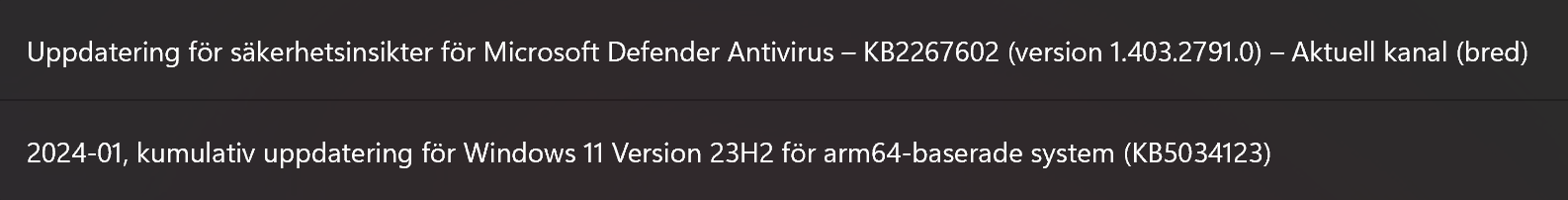 Updates installiert, tut mir leid, dass sie auf Schwedisch sind.