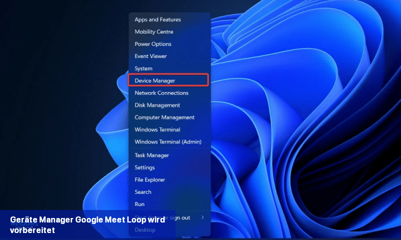 Geräte-Manager Google Meet Loop wird vorbereitet
