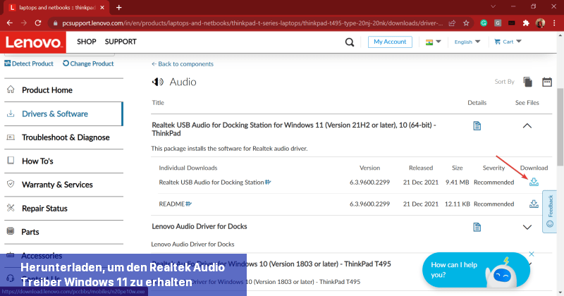 Herunterladen, um den Realtek Audio-Treiber Windows 11 zu erhalten