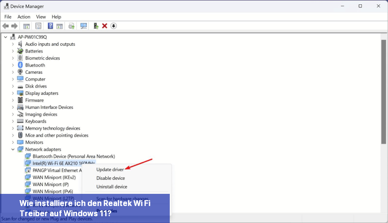 Wie installiere ich den Realtek Wi-Fi Treiber auf Windows 11?