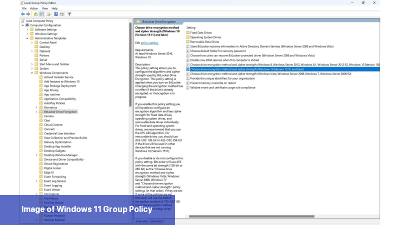 Image of Windows 11 Group Policy