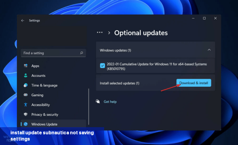 install-update subnautica not saving settings