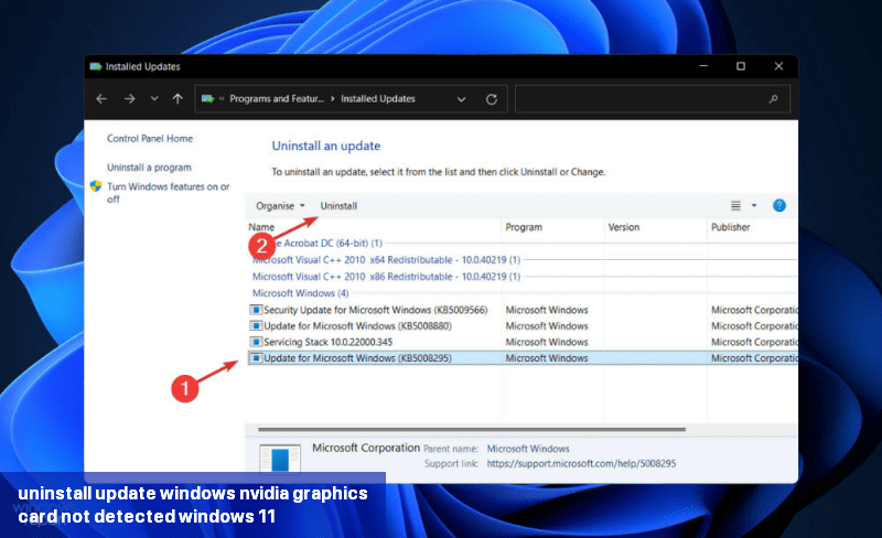 uninstall-update-windows nvidia graphics card not detected windows 11