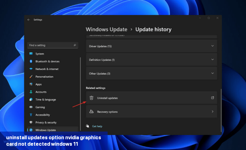 uninstall-updates-option nvidia graphics card not detected windows 11