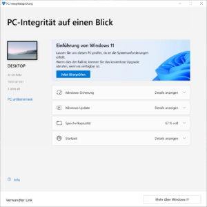 Microsoft PC-Integritätsprüfung Windows 10 zu 11