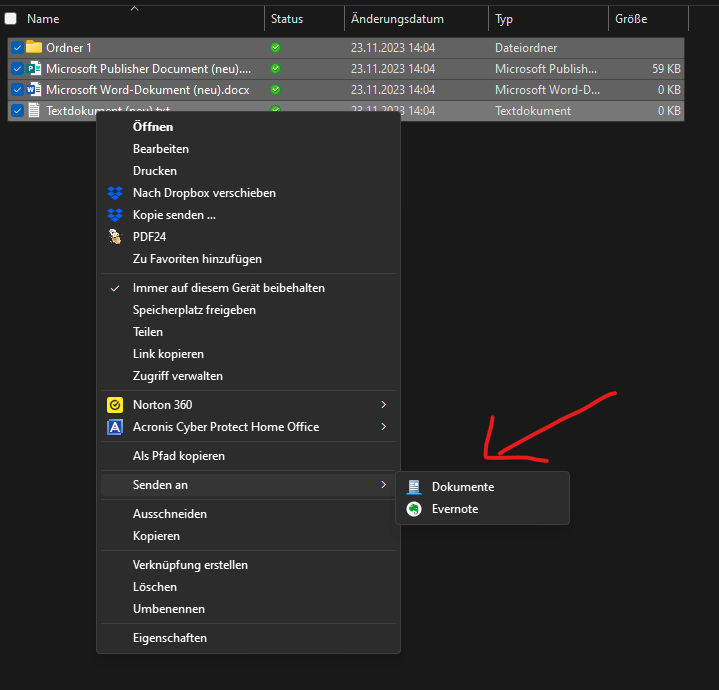 Windows 11 zeigt im Rechtsklick Kontextmenü einige der Features nicht mehr an.