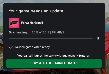 Erlaube das Starten und Spielen von Spielen während eines Updates ...