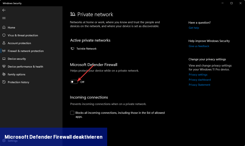 Microsoft Defender Firewall deaktivieren