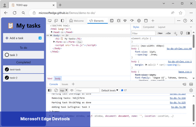 Microsoft Edge Devtools