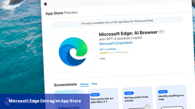 Microsoft Edge-Eintrag im App Store