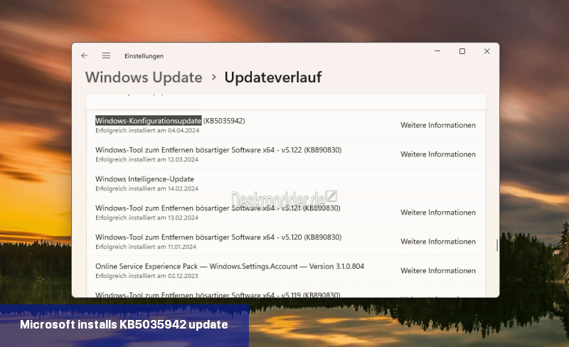 Microsoft installs KB5035942 update
