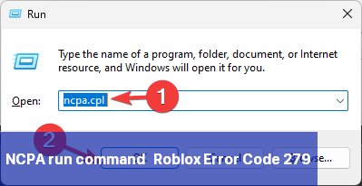 NCPA run command - Roblox Error Code 279