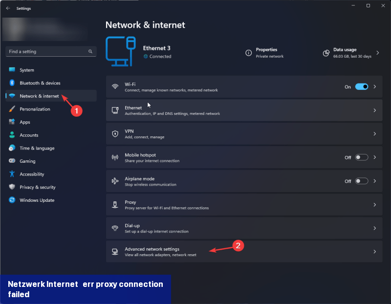 Netzwerk Internet - err_proxy_connection_failed