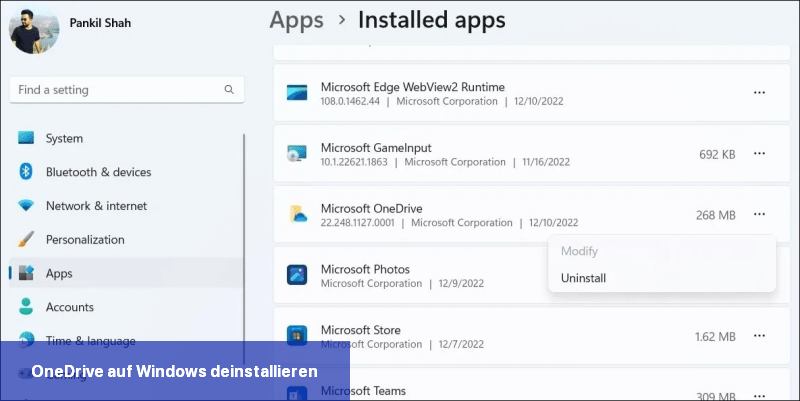 OneDrive auf Windows deinstallieren