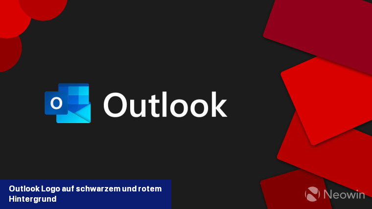 Outlook-Logo auf schwarzem und rotem Hintergrund