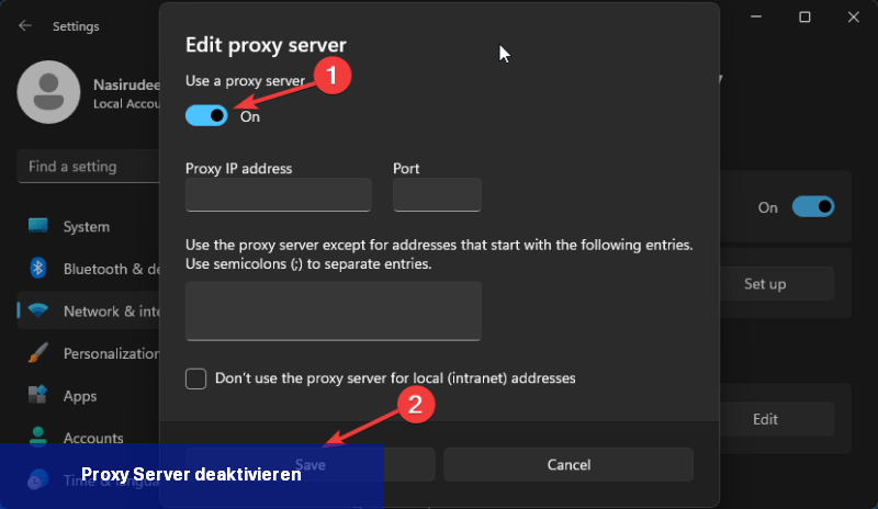 Proxy-Server deaktivieren