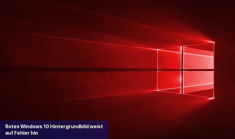 Rotes Windows 10 Hintergrundbild weist auf Fehler hin