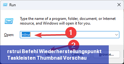 rstrui-Befehl Wiederherstellungspunkt Taskleisten-Thumbnail-Vorschau verschwindet zu schnell auf Windows 11