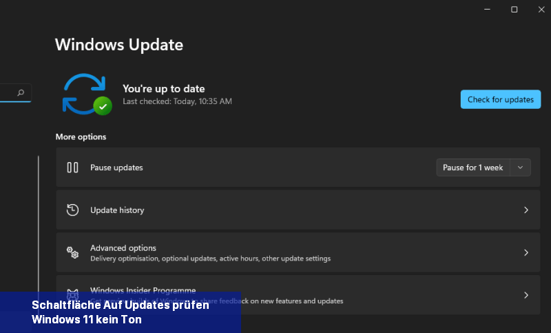 Schaltfläche Auf Updates prüfen Windows 11 kein Ton