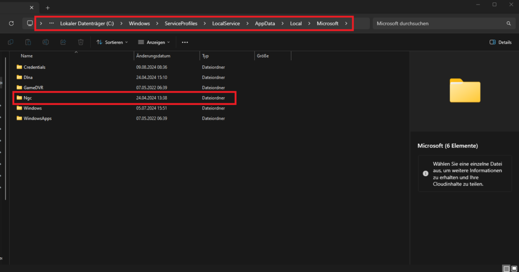 Windows 11 - NGC Ordner