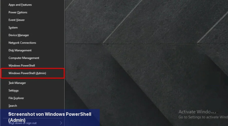 Screenshot von Windows PowerShell (Admin)