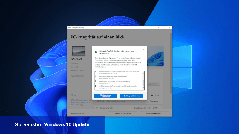 Screenshot Windows 10 Update