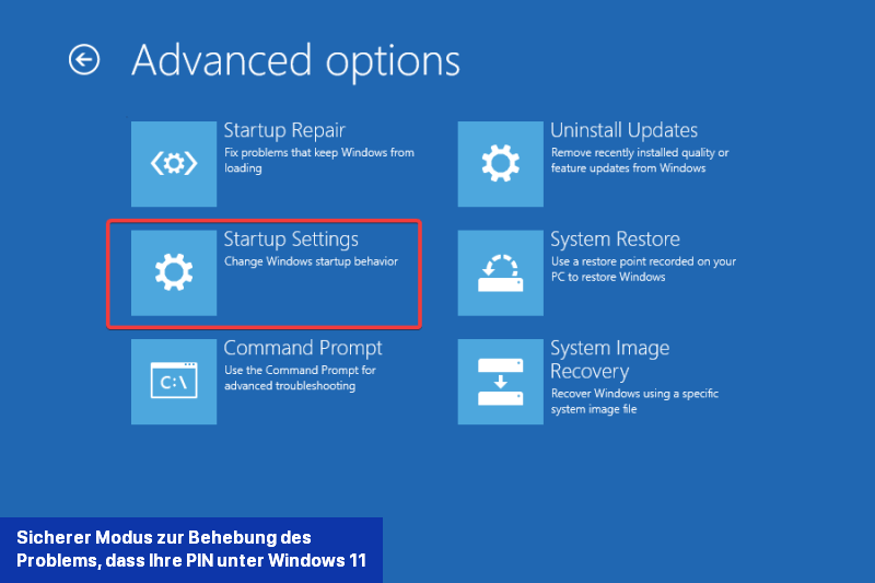 Sicherer Modus zur Behebung des Problems, dass Ihre PIN unter Windows 11 nicht mehr verfügbar ist