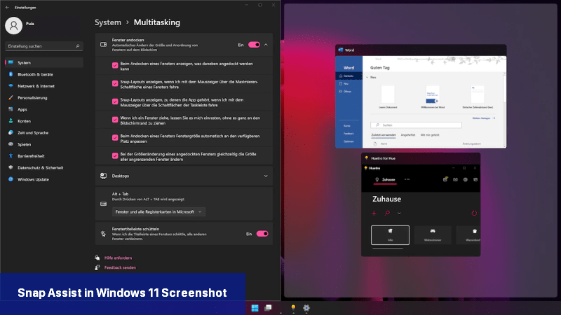 Snap Assist in Windows 11 Screenshot